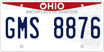 OH license plate GMS8876