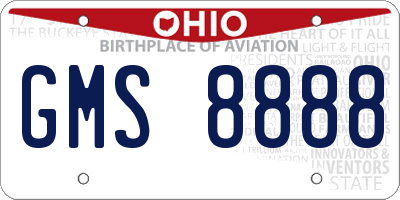 OH license plate GMS8888