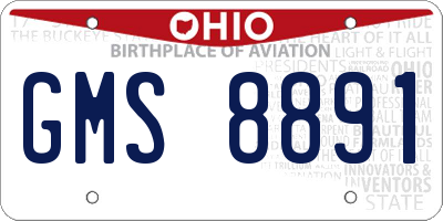OH license plate GMS8891