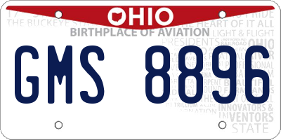 OH license plate GMS8896