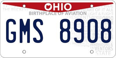 OH license plate GMS8908