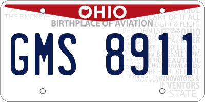 OH license plate GMS8911