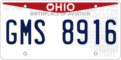 OH license plate GMS8916