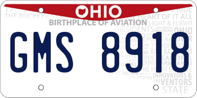 OH license plate GMS8918