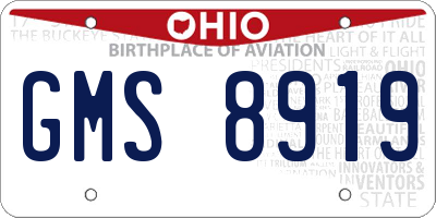 OH license plate GMS8919