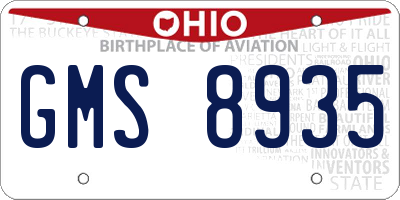 OH license plate GMS8935