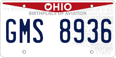 OH license plate GMS8936