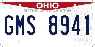 OH license plate GMS8941