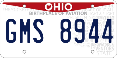 OH license plate GMS8944