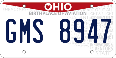 OH license plate GMS8947