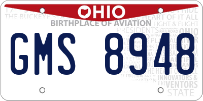OH license plate GMS8948
