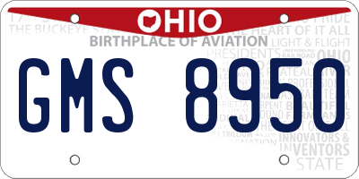 OH license plate GMS8950