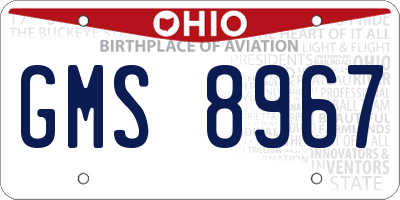 OH license plate GMS8967