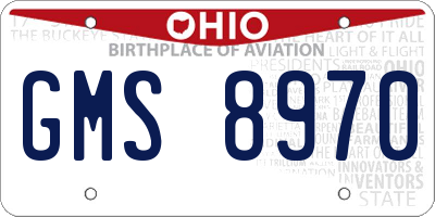 OH license plate GMS8970