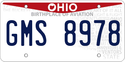OH license plate GMS8978