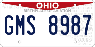 OH license plate GMS8987
