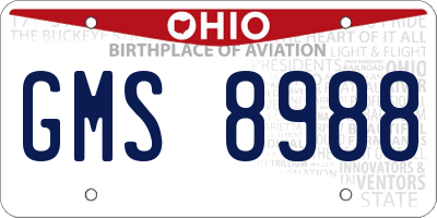 OH license plate GMS8988