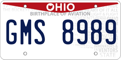 OH license plate GMS8989