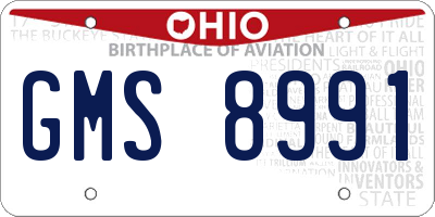 OH license plate GMS8991