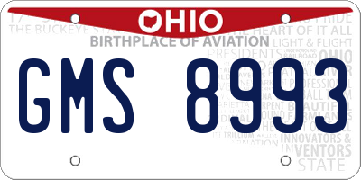 OH license plate GMS8993