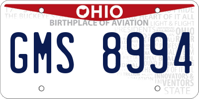 OH license plate GMS8994