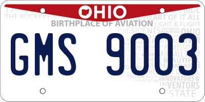 OH license plate GMS9003