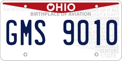 OH license plate GMS9010