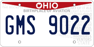 OH license plate GMS9022