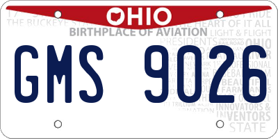 OH license plate GMS9026