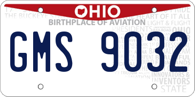 OH license plate GMS9032