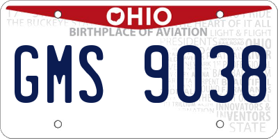 OH license plate GMS9038