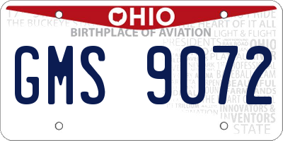 OH license plate GMS9072