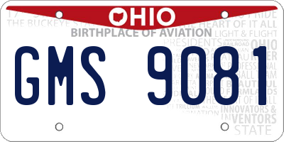 OH license plate GMS9081