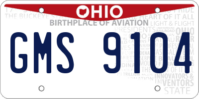OH license plate GMS9104