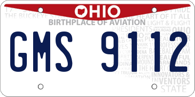 OH license plate GMS9112
