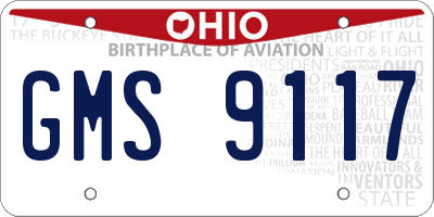 OH license plate GMS9117