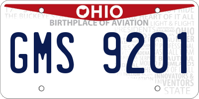 OH license plate GMS9201