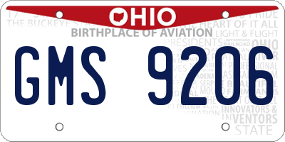 OH license plate GMS9206