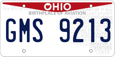 OH license plate GMS9213
