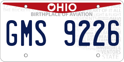 OH license plate GMS9226