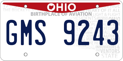 OH license plate GMS9243