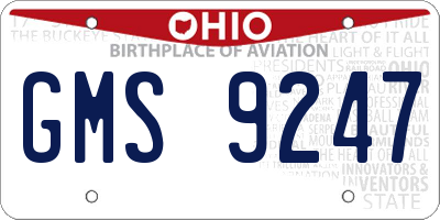 OH license plate GMS9247