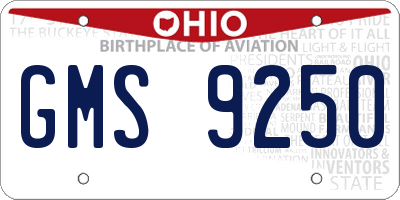 OH license plate GMS9250