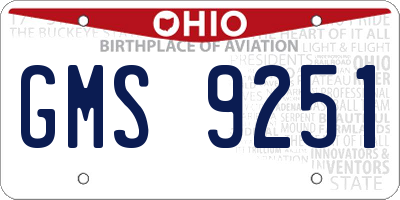 OH license plate GMS9251