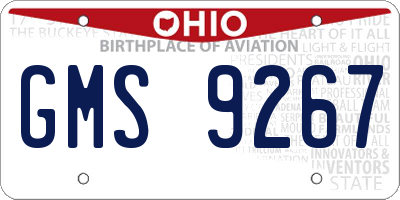 OH license plate GMS9267