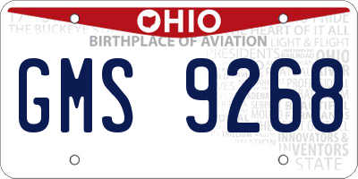 OH license plate GMS9268
