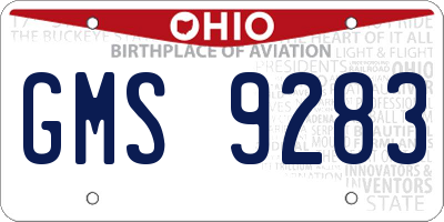 OH license plate GMS9283
