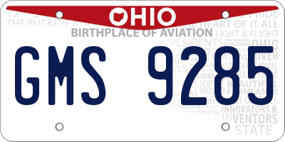 OH license plate GMS9285