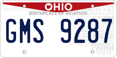 OH license plate GMS9287