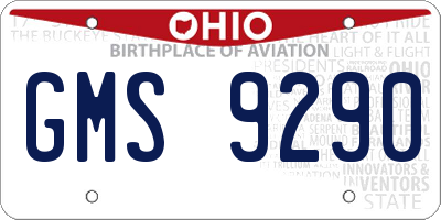OH license plate GMS9290